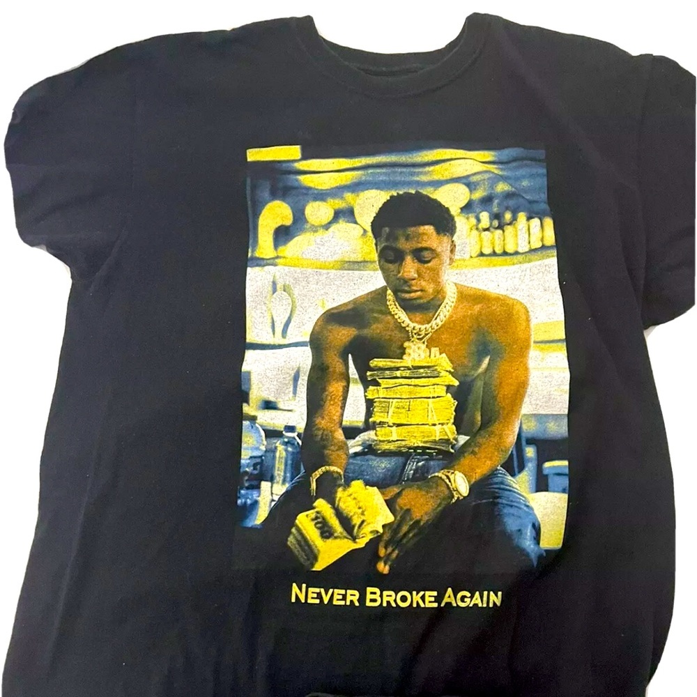 NBA Youngboy Never Broke Again 38 Baby Black T-shirt Men’s Size L Rap Tee